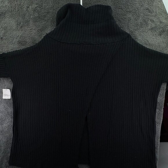 NWT Free People Black Sweater Wrap Medium Oversized Cotton Textured Cowl Neck - Picture 15 of 16
